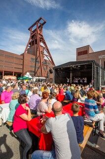 Seit 1990 veranstalten die Werbegemeinschaften der an die Zeche und Kokerei Zollverein angrenzenden Stadtteile Katernberg, Schonnebeck und Stoppenberg (heute Bezirk VI – Zollverein) im September das Zechenfest als Nachbarschaftsfest auf dem Gelände der Schachtanlage XII. 

Seit 1999 ist die Stiftung Zollverein koordinatorisch in die Organisation des Zechenfestes eingebunden, das neben Gastronomie und der Präsentation von Vereinen auch ein mit jedem Jahr umfangreicher werdendes Bühnenprogramm anbietet. Seit einigen Jahren ist der Höhepunkt des Festes das große Höhenfeuerwerk am Samstagabend.

Das 55 Meter hohe Doppelbock-Fördergerüst ist das Wahrzeichen der Zeche Zollverein, der Stadt Essen und der gesamten Region: Die als Doppelstrebengerüst in Vollwandbauweise konstruierte Förderanlage ermöglichte eine doppelte Fördermechanik, mittels derer die doppelte Menge Förderwagen bzw. Fördergefäße transportiert werden konnten. Zollverein Schacht XII galt zu Betriebszeiten als die leistungsstärkste Zeche der Welt. 250 Stufen führen auf die oberste Plattform des Gerüstes, deren Seilscheiben sich auch heute noch drehen: Der Schacht wird heute von der RAG AG für die zentrale Wasserhaltung genutzt.

Als Forum Kohlenwäsche wird der Platz vor der Kohlenwäsche [A14] auf Schacht XII bezeichnet. Im Sommer wird das Forum regelmäßig für Veranstaltungen genutzt.

Areal A [Schacht XII], Kohlenwäsche [A14]