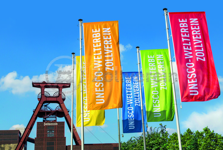 Das 55 Meter hohe Doppelbock-Fördergerüst ist das Wahrzeichen des UNESCO-Welterbe Zollverein, der Stadt Essen und des gesamten Ruhrgebiets.