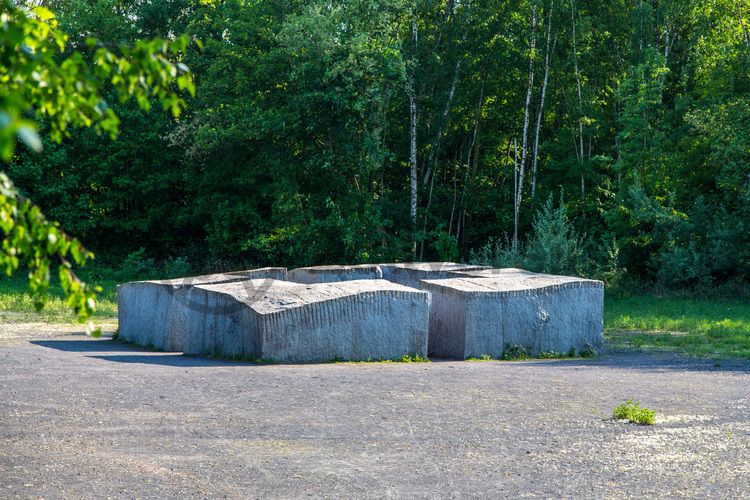 Ein etwa zwei Meter hoher und 10 x 10 Meter breiter Steinquader „Castell“ des Bildhauers Ulrich Rückriem (*1938) steht auf der Lichtung am Fuß der birkenbewachsenen Halde zwischen Zollverein Schacht XII und der Kokerei Zollverein. Vier Öffnungen zwischen den massiven Steinblöcken gewähren dem Besucher Zutritt zur Mitte des Kunstwerks und bieten eine faszinierende Perspektive.

Skulpturenwald