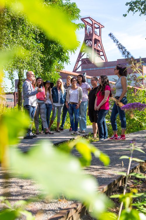 Bis zu 155.000 Besucher nehmen jährlich an einer Führung durch den Denkmalpfad ZOLLVEREIN®  teil, den im Originalzustand erhaltenen Übertageanlagen der Zeche und Kokerei Zollverein.

Der Zollverein Park ein einzigartiges Beispiel für eine neue Art von Landschaft, die sich durch eine besondere Verbindung von Denkmal, Ökologie und Gartenkunst auf einer ehemaligen Industriefläche auszeichnet. Seit 2006 wird diese besondere Verbindung von Natur und Industriearchitektur auf dem UNESCO-Welterbe gepflegt.

Das 55 Meter hohe Doppelbock-Fördergerüst [A1] ist das Wahrzeichen des UNESCO-Welterbe Zollverein, der Stadt Essen und des gesamten Ruhrgebiets.

Areal A [Schacht XII], Fördergerüst [A1]